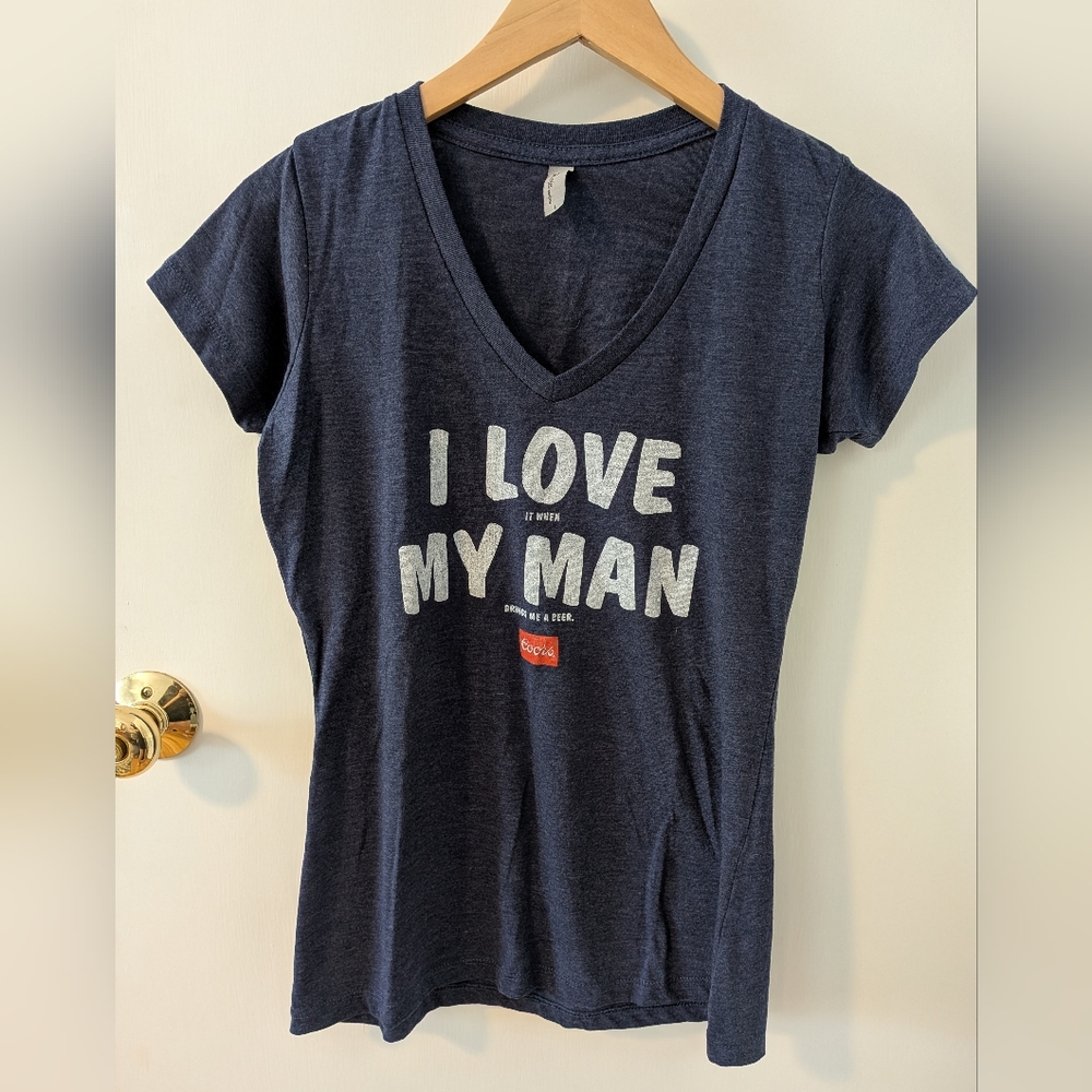I Love My Man Coors T-shirt - Women's Size L